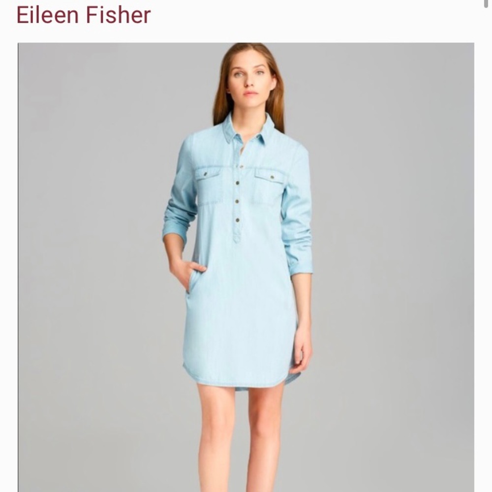 Eileen Fisher Denim Shirt Dress - light denim
